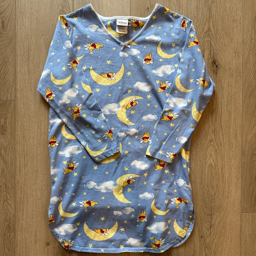 Vintage Disney adult Blue Winnie the Pooh Moonprint Pajama Nightgown